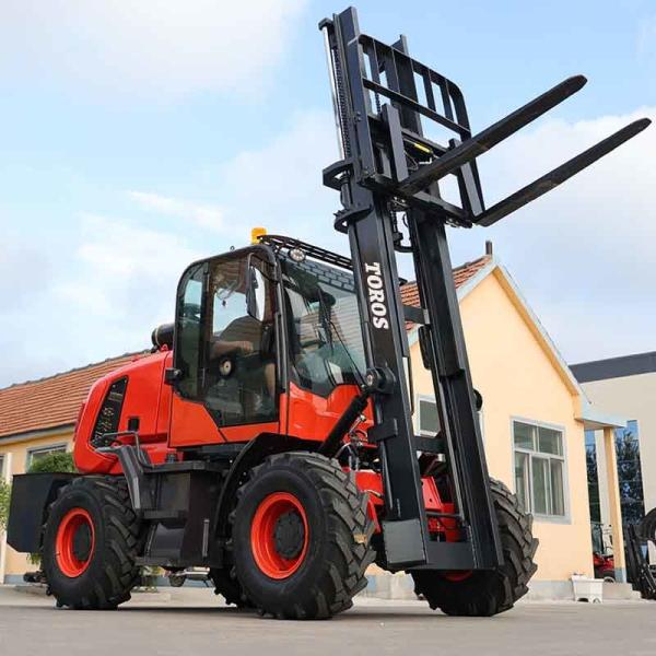 Quality 5 Tonne All Terrain Fork Truck Rough Terrain Masted Forklift High Performance for sale