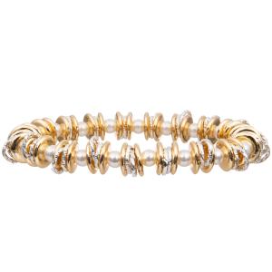 China Gold Silver Mix Special Designed Ring Stretchy Handmade Beads Bracelets With 4mm Tiny Shiny Glass Pearl on sale