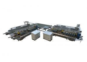 PLC automatic Glass Double Edging Machine With Turning Table Conveyor