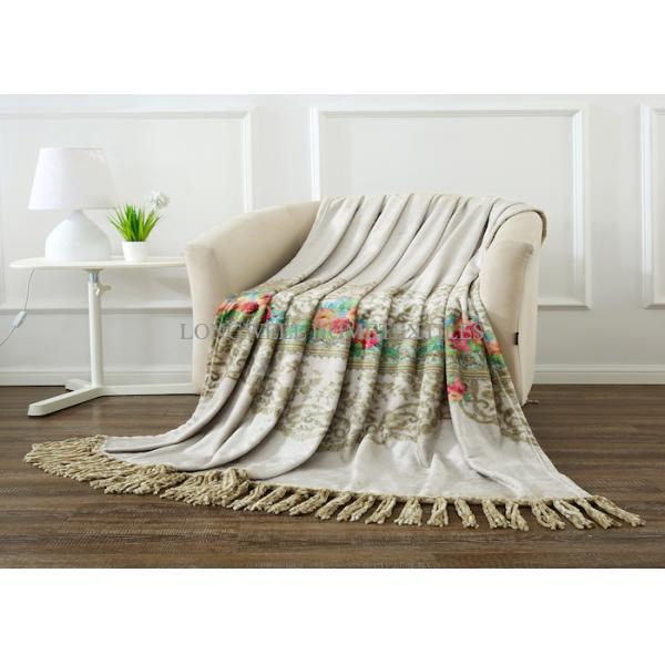 Luxury Digital Printed Super Soft Flannel Blanket With Tassel Edge Custom Sized