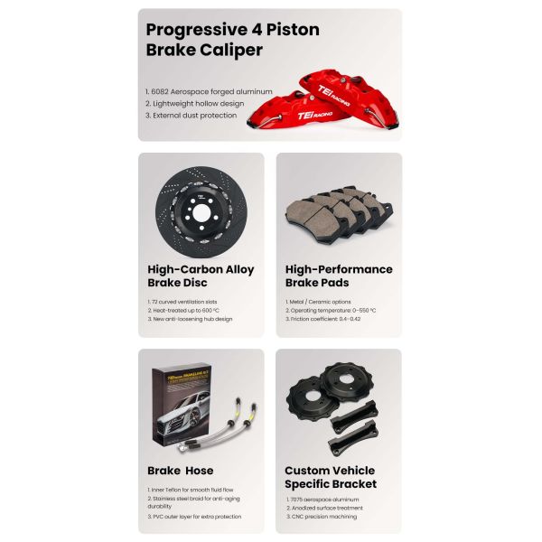 TEI Performance Brake Kit P40EV Front 4 POT BBK for Mazda 3 Axela BK BL BM BP 17 Inch/18 Inch