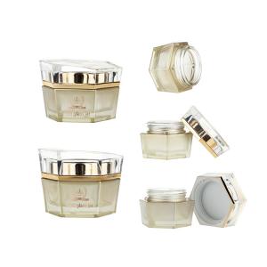 China Luxury 30g Cosmetic Jar Packaging Skincare Hexagonal Glass Jars on sale