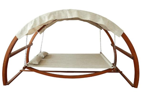 Quality Outdoor Furniture 325cm Length Wooden Garden Hammock Polyester Awning Double for sale