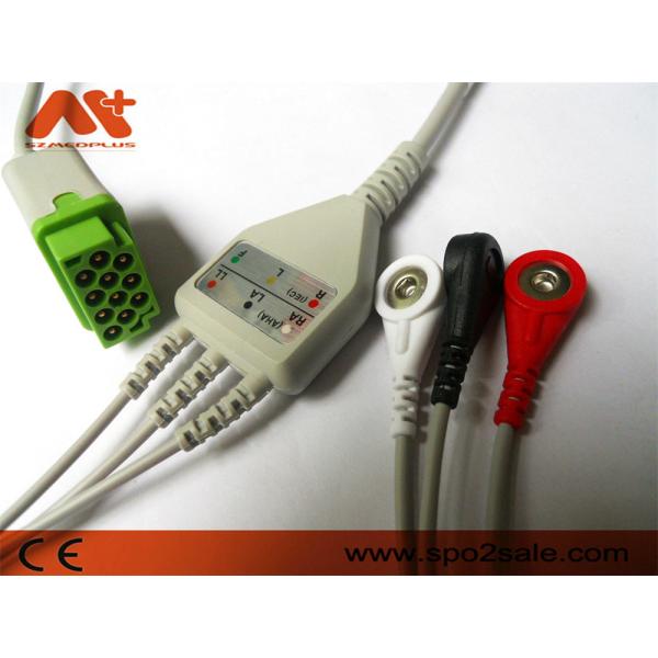 GE Healthcare > Marquette Compatible 3 Lead Snap Direct-Connect ECG Cable - 2001292-001