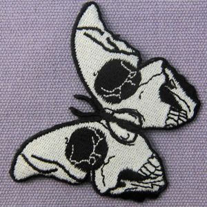 Cotton Twill Pantone Custom Embroider Patch Skull Butterfly Pattern