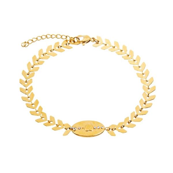 Quality Metal Leaves Charm Wristband Fancy Chain Bracelets Polished For Unisex for sale