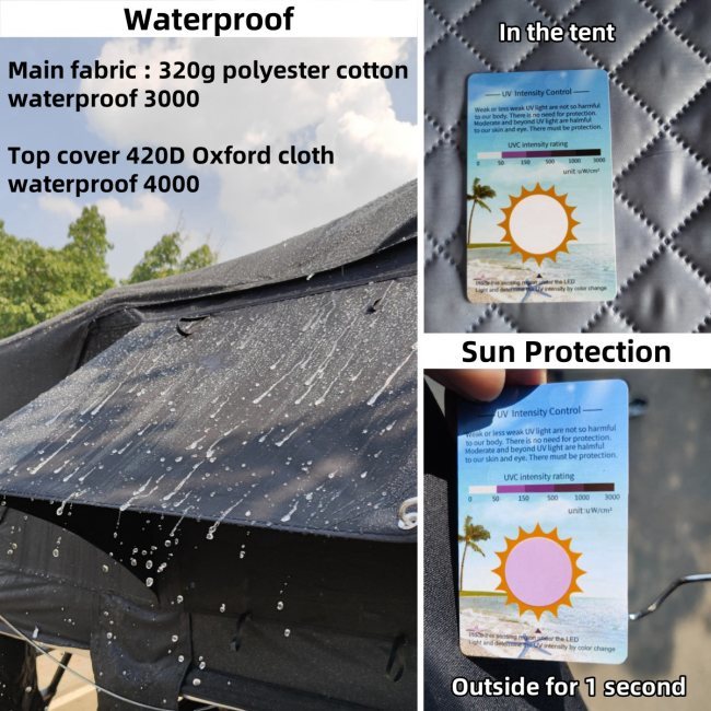 1-4 Person Polycotton Lightweight Roof Top Tent For Travelling