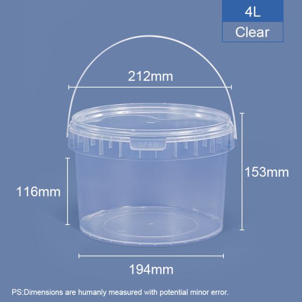 300ml 5 liter IML Customized Plastic Bucket With Lid For Honey Cookie Yogurt Butter Sauces