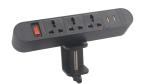 6.56 Ft Cord 3 Universal and 2 USB-A with Surge Protector Black Clip On