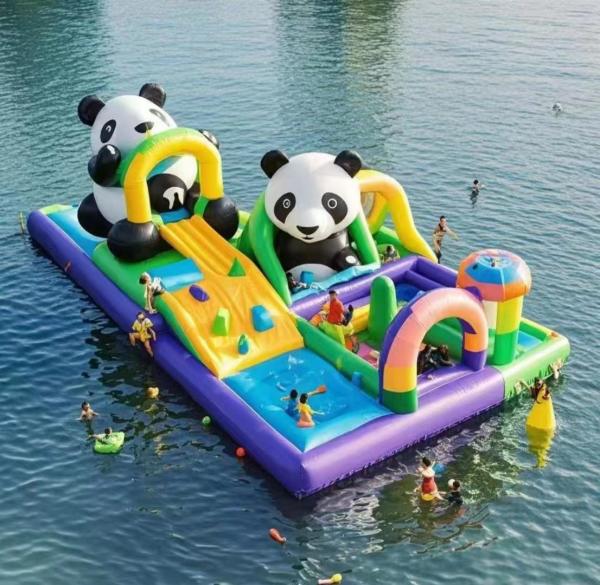 Quality Commercial Bounce House Inflatable Castle For Children Water Park Game Panda Water Slide for sale