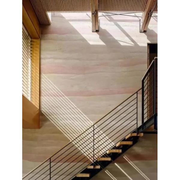 Thin Prefabricated Rammed Earth Panels Resilient Slate Soft Stone Slab Yellow Cladding Interior