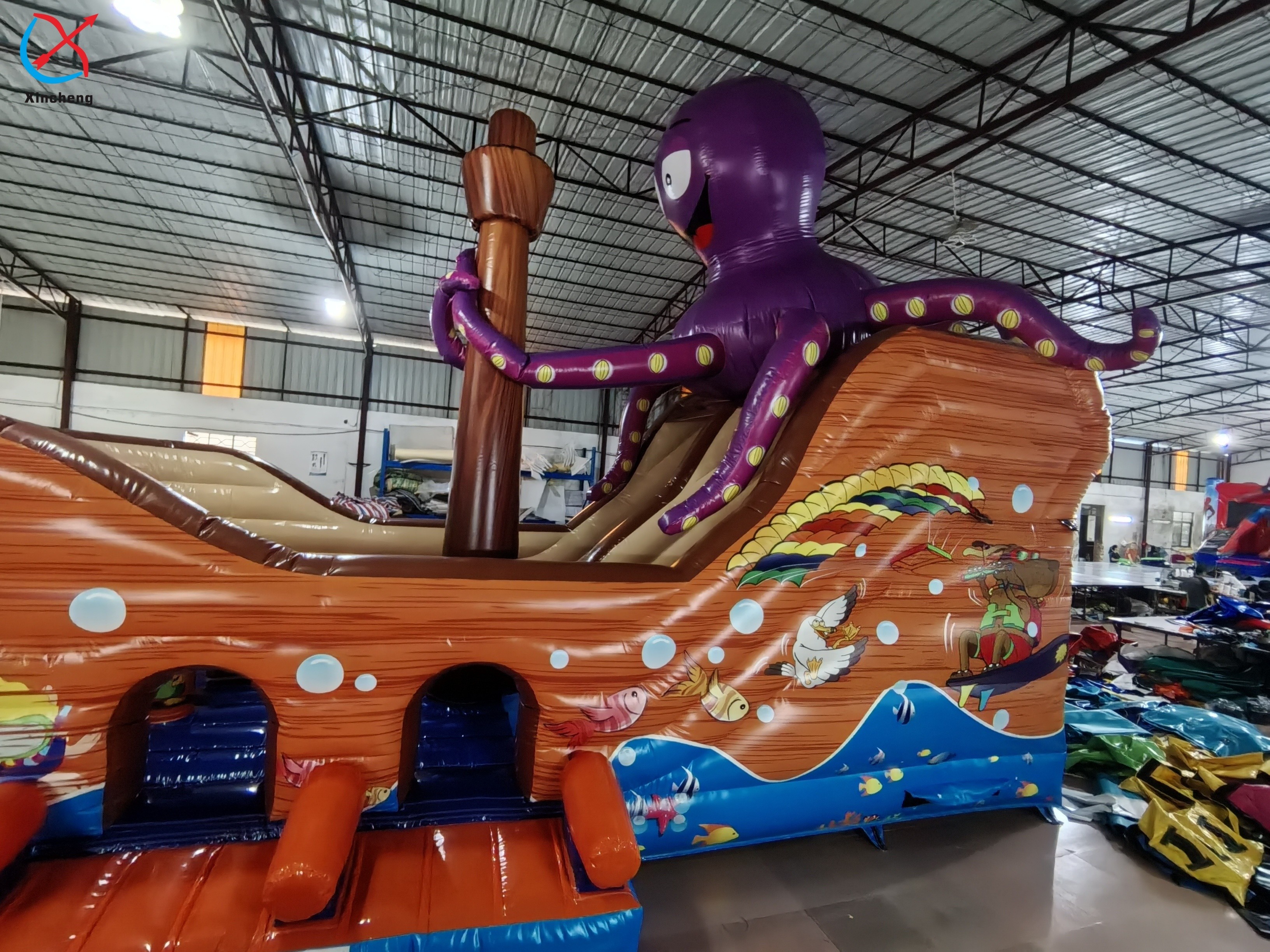 Customized PVC Inflatable Octopus Pirate Ship Inflatable Obstacle Course