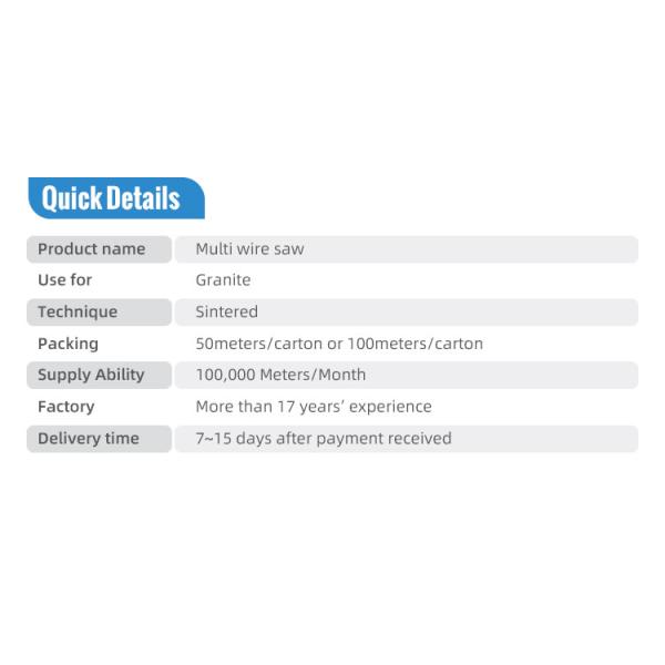 Global Market 7.3mm Diamond Multi Wire Saw for Stone Block Cutting in Granite Quarry