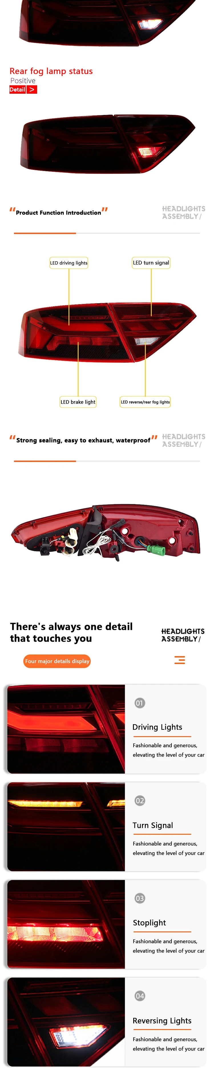 Tail Lamp Assembly For Audi A5 08-16 S5 Dynamic Led Running Light Running Water Tail Light Brake