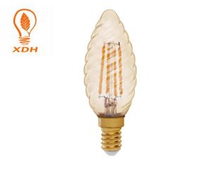 Amber C35 LED Spiral Filament Bulb , SES Candle 4W LED Bulb E14