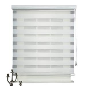 Double Pane Sheer Zebra Vision Blinds Polyester Metallic Material For Office