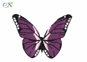Buy cheap Custom Merrow Edge Insect Patches Embroidery Butterfly Iron On Fabric Patches product