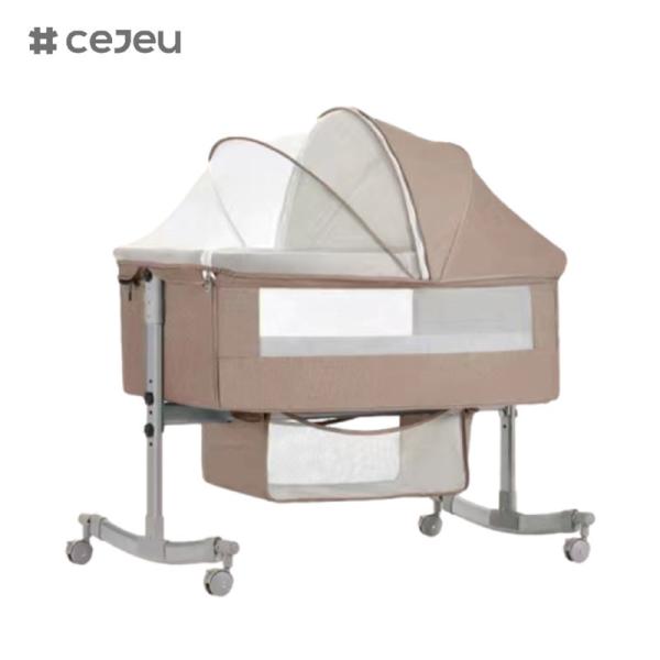 Quality with Wheels, Cot with Mattress, Adjustable Bassinet, Side Bed, with Storage Basket, Mosquito Net, Foldable Portable Baby for sale