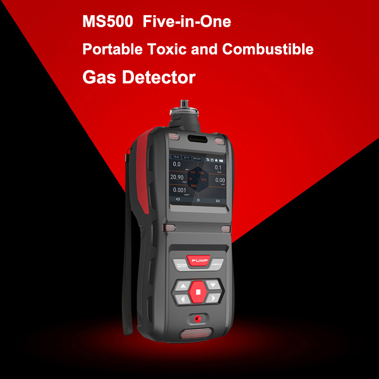 MS500 5 In 1 Gas Detector , Portable Toxic And Combustible Gas Leak Detector