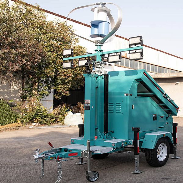 Towable Light Tower Quick Deployment Emergency Light Tower Beam Angle 350° Solar LED Light Tower