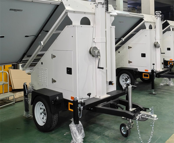 Durable Solar Camera Trailer Mobile Solar Security Trailer With 3*400W Solar Panels