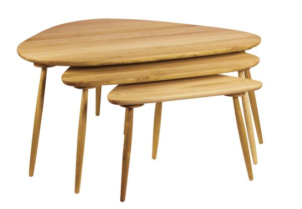 Quality Solid Wood Nesting Side Coffee Table Irregularity Top Rustic Nesting Tables for sale