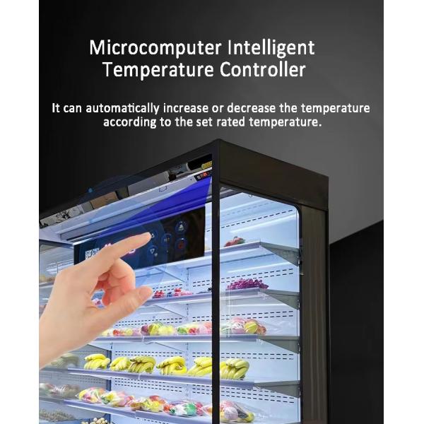 2℃-8℃ LED Drinks Fruits Multideck Open Display Chiller With Night Curtain