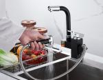 Siliver Black Household Pull Out 360° Pressurized Sprayer Sink Faucet