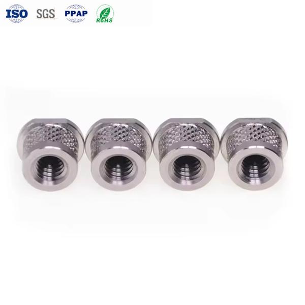 Quality M2 M3 M4 M5 M6 M8 4#-40 6#-32 8#-32 10#24 10#-32 1/4-20unc Cone Knurled Stainless Steel Insert Nut CNC Turning Parts for sale