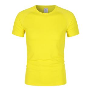 China Custom Logo Hot Selling Gym T-Shirt Fitness 100% Polyester  Running Quick Drying Sportswear Mens yellow Sports T Shirts on sale