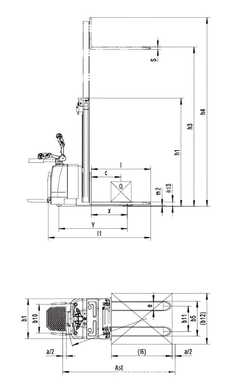 Warehouse Equipment Electric Pallet Lift Stacker with H Mast Design