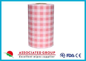 Plaid Pattern Spunlace Nonwoven Wipe Rolls In different Color , Breakpoint Available