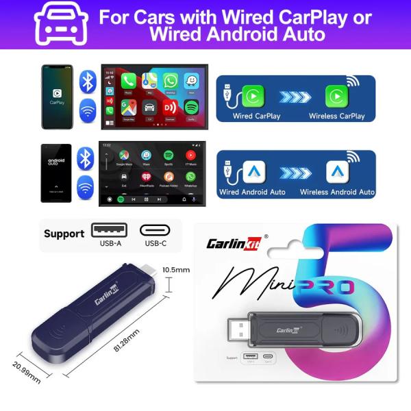 CarlinKit Mini Se Pro Smart Wireless Adapter Carplay 5.0 Bluetooth Wifi Android