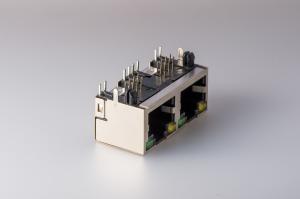Buy cheap Shielded RJ45 Modular Jack RJ45 Magjack 8P8C 2 Port With LED Gold Plated product