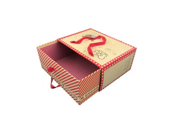 Quality Exquisite Fancy Bow Tie Brown Kraft Paper Gift Bags Drawer Sliding Design for sale
