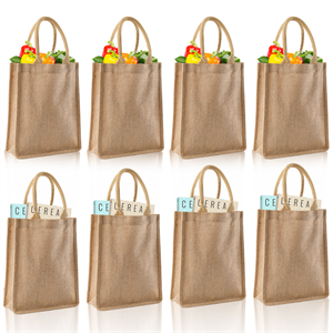 8 Pack Jute Tote Bags