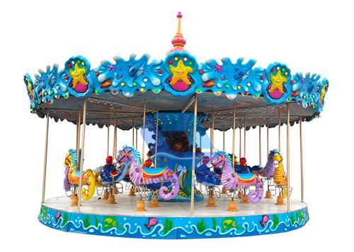 Quality Customized Theme Park Rides Amusement Trailer 32 Seats Double Deck Carousel for sale