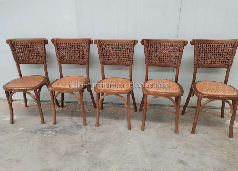 Hotel Banquet Event Dining Room Furniture Luxury Modern Stackable Rattan Wood Wedding Chairs for Elegant Seating