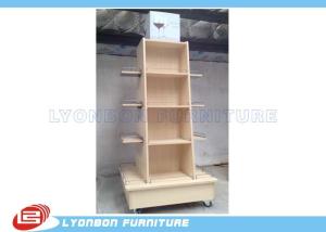 Mobile Wine Wooden Display Stands MDF Melamine Display Stand With Casters