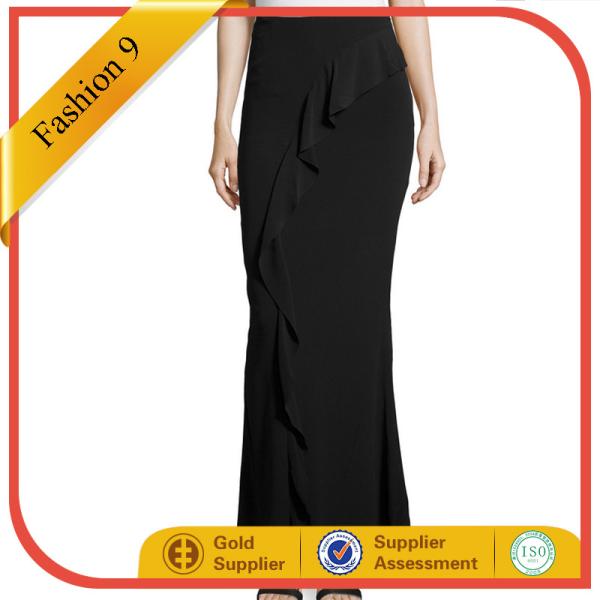Quality Black Cascading Ruffle Skirt for sale