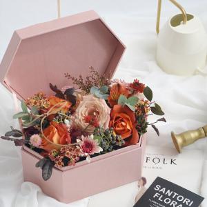 Buy cheap Custom Velvet Hexagon Rigid Paper Pink Preserved Rose Gift Bouquet Envelop Shape Waterproof Mini Flower Storage Roses Packaging Box product