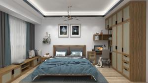 Modern Design Of Bedroom Furniture In Wall Closet And Open Door Wardrobe Cabinet With Home Office Reading Desk Table
