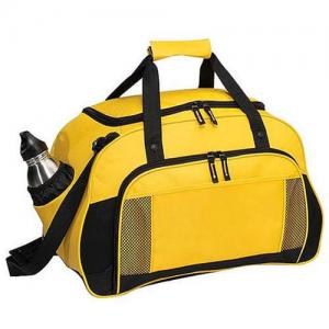 China Yellow Canvas Leather Travel Luggage Bags With Two Seperate Pocket on sale