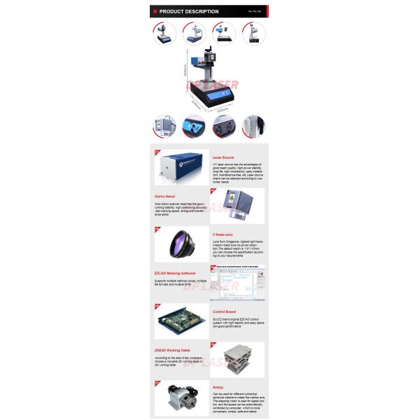 3W 5W 10W Mini Portable UV Laser Marking Machine / Metal Marker Printer