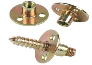 China Carbon Steel  Connecting Flange Three Hole Metal Nut For Sofa Bed Furniture Leg Connector on sale