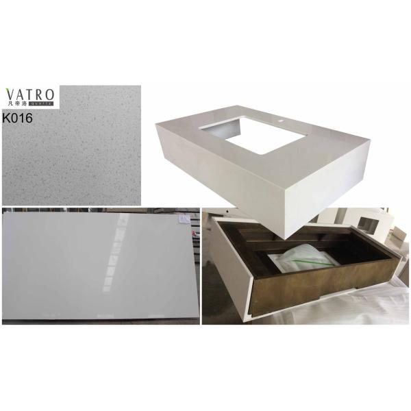 Gentle White Quartz Bathroom Countertops , Artificial Quartz Solid Surface Polished