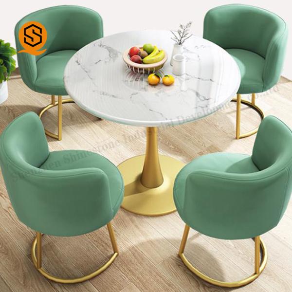 Quality Waterproof Modern Restaurant Table Round Marble Dining Table Set for sale
