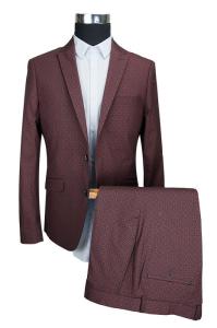 Printed Suits Breathable Tuxedo Bridegroom Red All Cotton For Mens