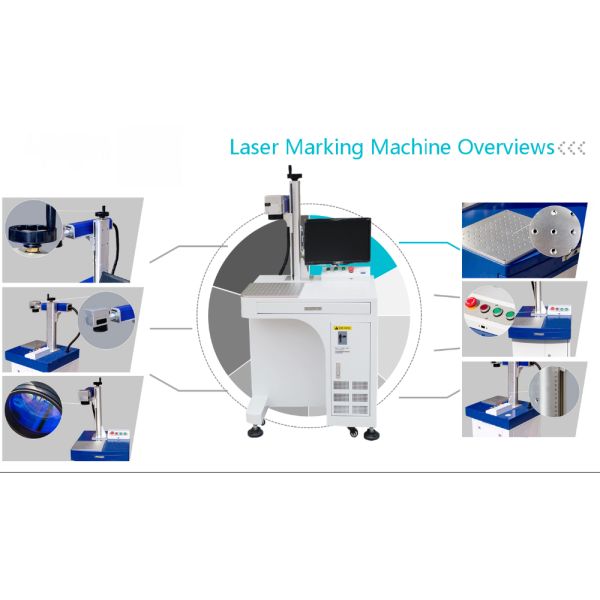 30w 50w Desktop Fiber Laser Marking Engraving Machine for Metallic