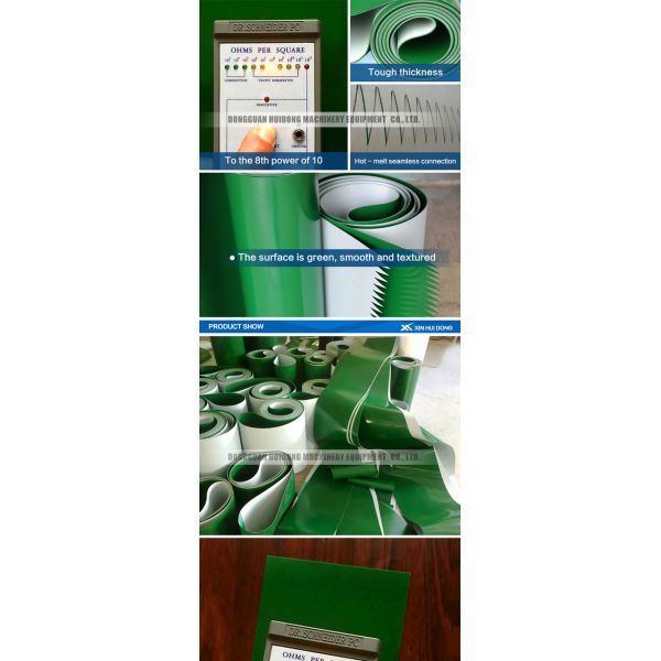 Anti Static Rubber Conveyor Belt PVC Green Conveyor Beltings Flat Surface
